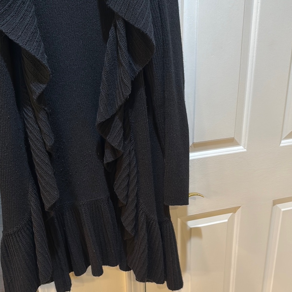 Black Ruffled Cardigan - Picture 2 of 5